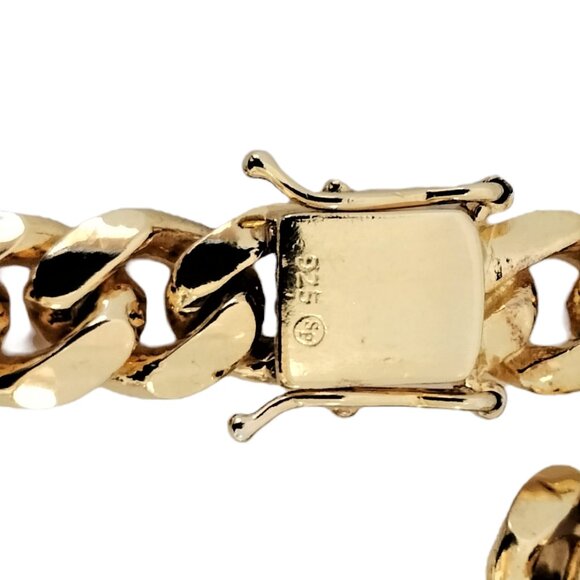 Cuban Link 925 Silver, Yellow Gold Plated Necklace - Picture 2 of 5